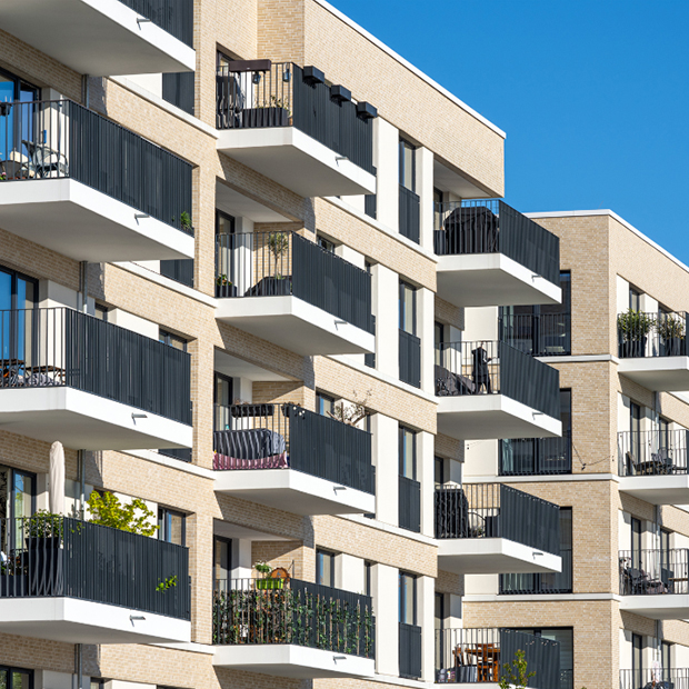 Residential apartment building with balconies